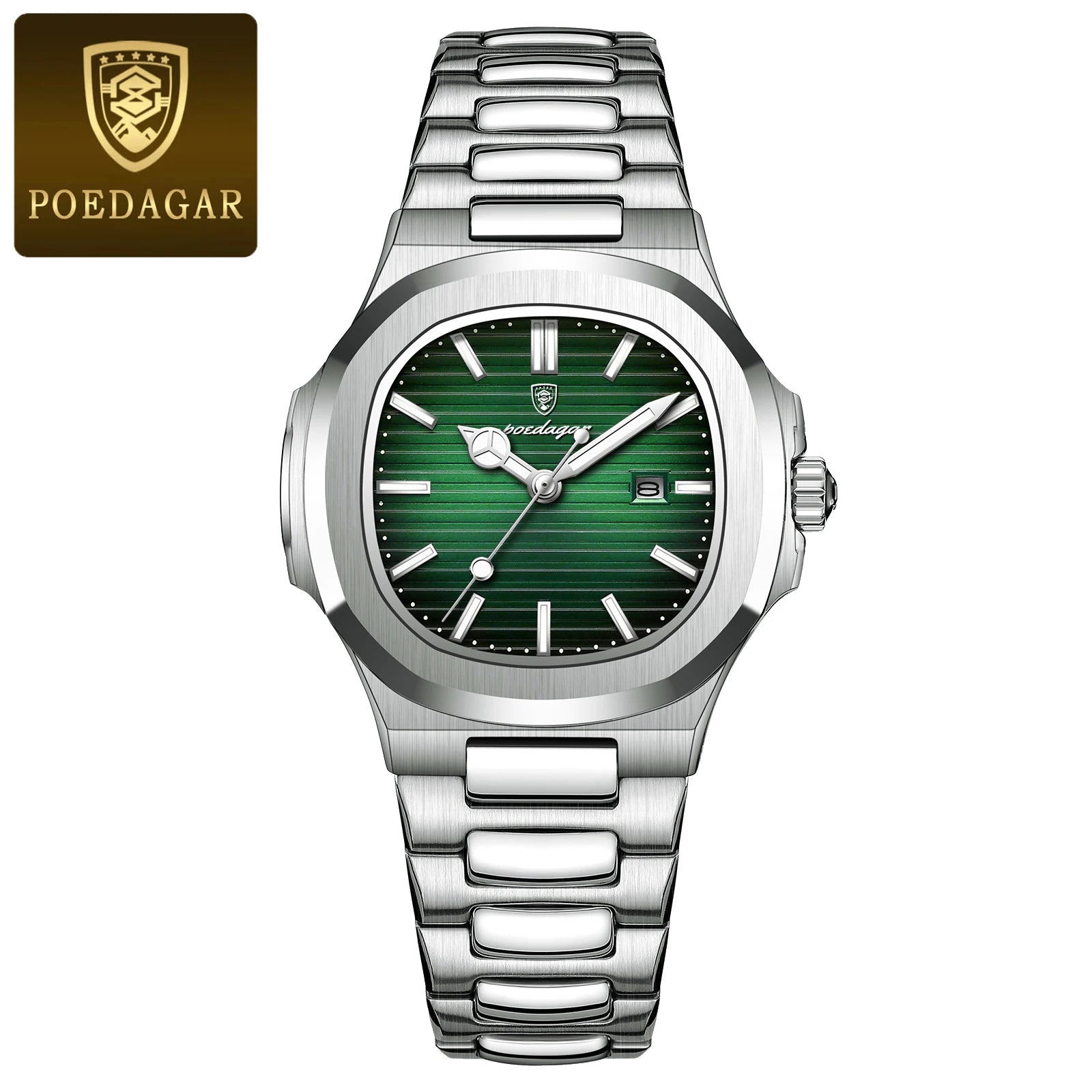 POEDAGAR Elegant Women's Watch: Waterproof Luminous Square Quartz with Calendar