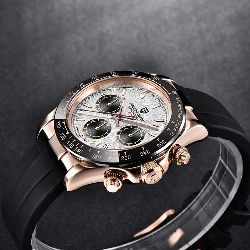 40mm New Pagani Design V2 Men's Quartz Watch: Sapphire Retro Chronograph Stainless Steel Waterproof Watch