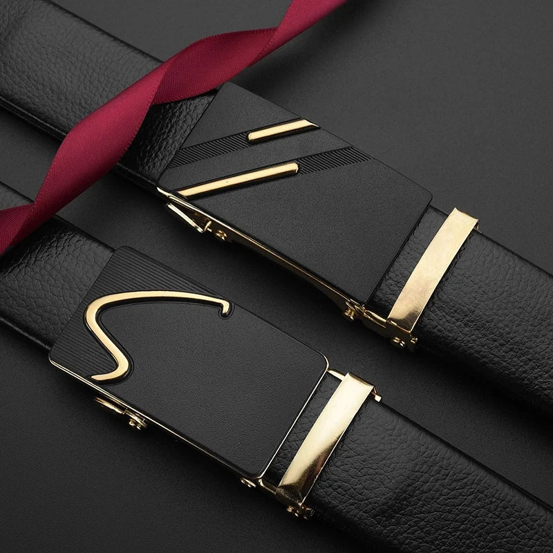 Fashion Business Men's Belt: Genuine PU Leather with Metal Buckle for Jeans and Cargo Pants