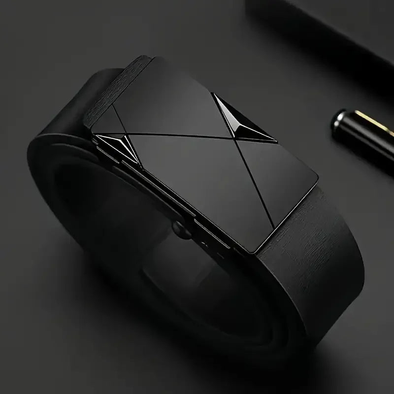 Stylish Men's PU Leather Belt: Automatic Buckle for All Occasions