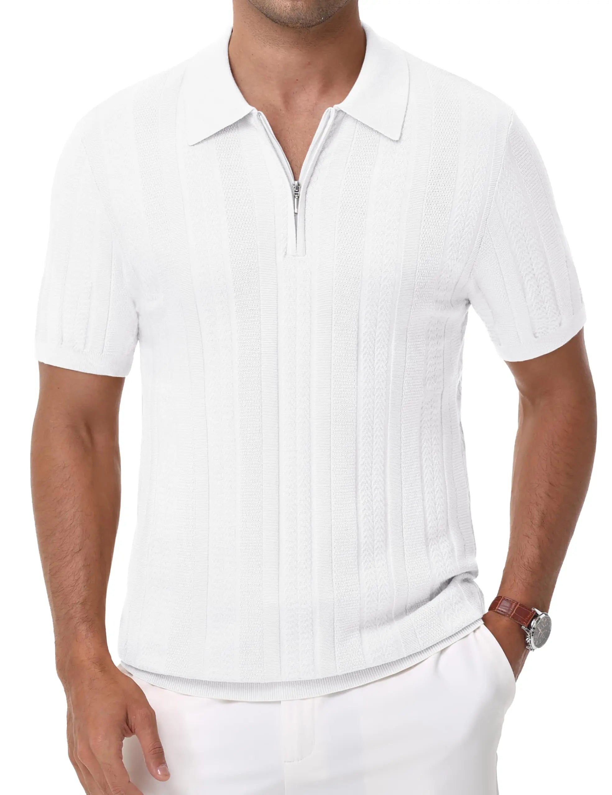 TACVASEN Casual Knit Polo Shirts: Men's Lightweight, Ribbed Golf & Beach Polo