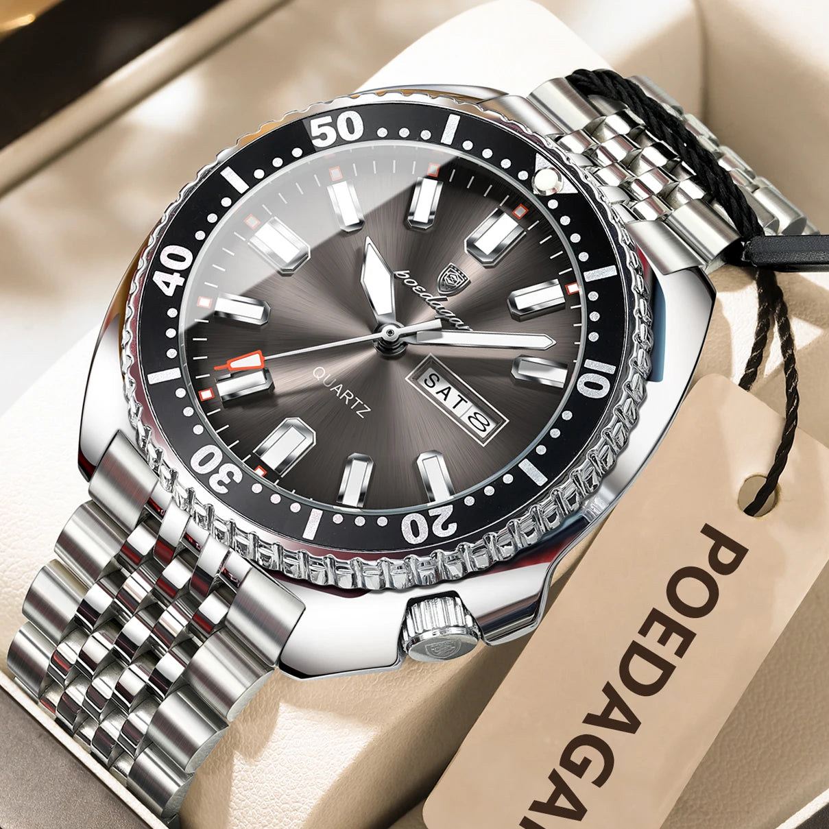 POEDAGAR Luxury Business Watch: Men's Waterproof Quartz with Date and Luminous Hands