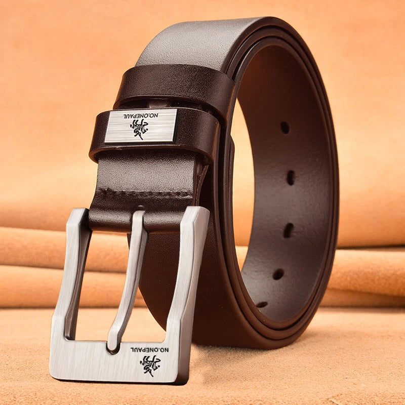 New Trend Men's Leather Belt: High-Quality Buckle for Jeans and Casual Wear