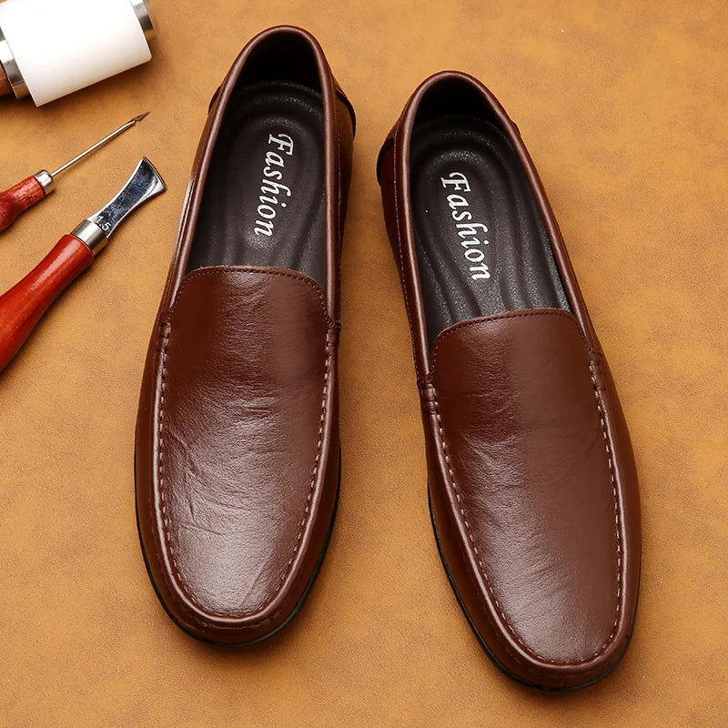 Men's Spring Loafers: Handmade Genuine Leather Moccasins for Business and Casual Wear