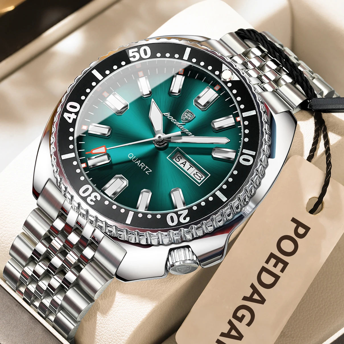 POEDAGAR Luxury Business Watch: Men's Waterproof Quartz with Date and Luminous Hands