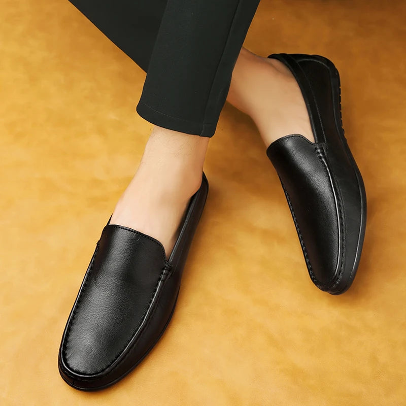 Men's Spring Loafers: Handmade Genuine Leather Moccasins for Business and Casual Wear