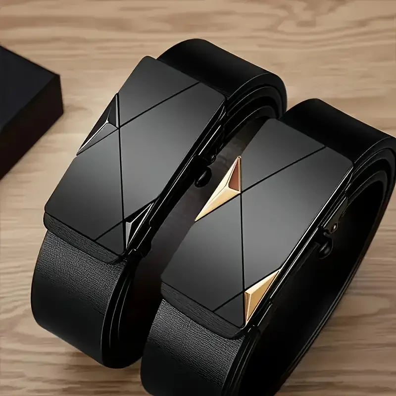 Stylish Men's PU Leather Belt: Automatic Buckle for All Occasions