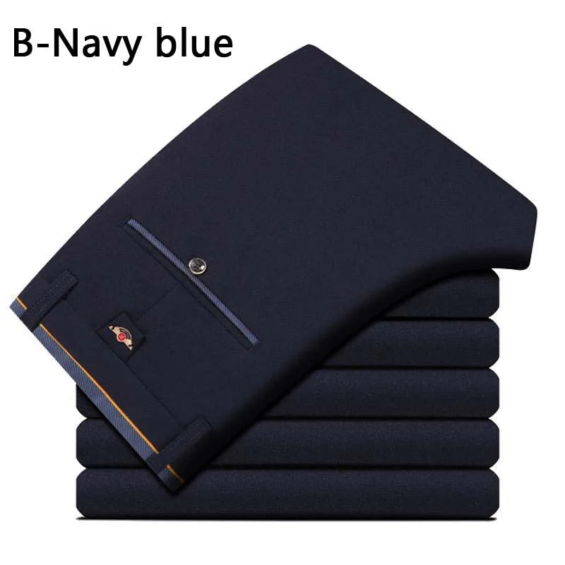 Men's Business Casual Pants: Summer Fashion, Elastic Straight Fit, and Plus Sizes 28-40