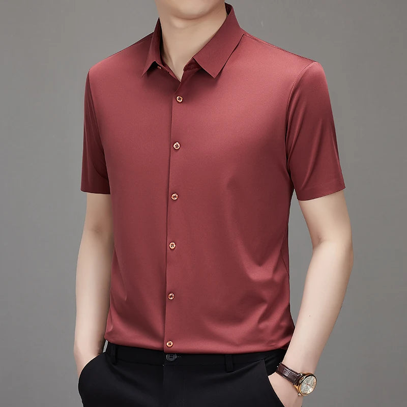 Men's Ultra-Stretch Short Sleeve Shirt: Breathable and Abrasion-Resistant