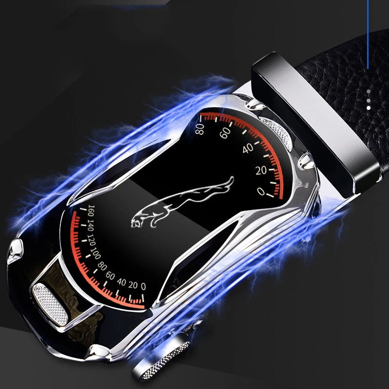 Men's Extra Long Leather Belt: Luxury Design with Automatic Metal Buckle