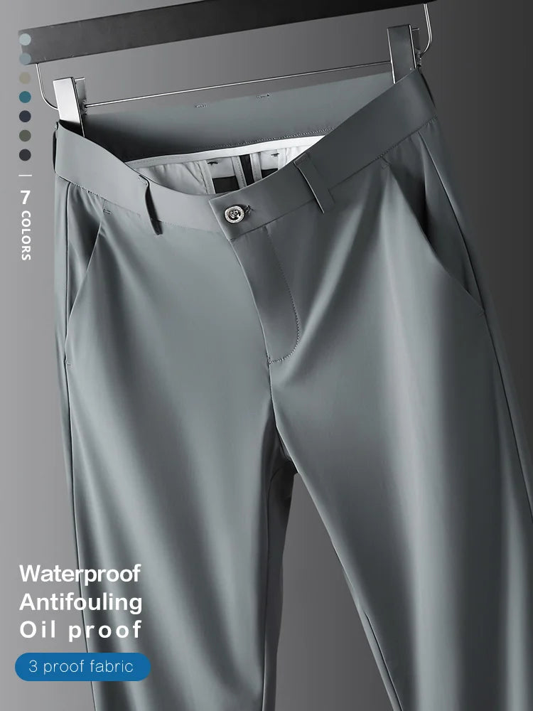 Men's Summer Business Pants: High-Stretch, Ice Silk, and Plus Size 40