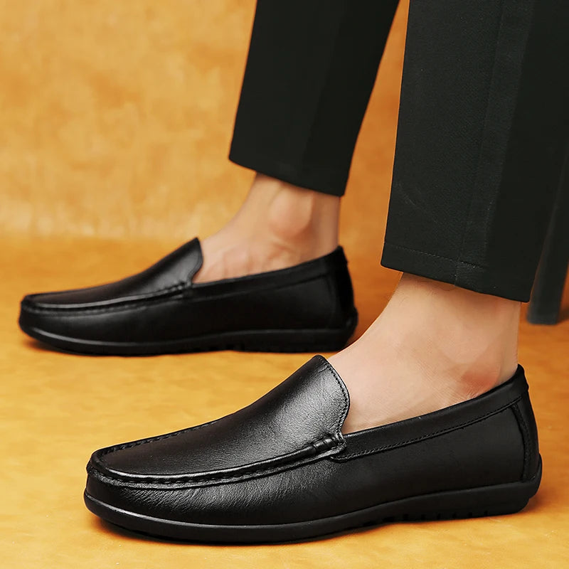 Men's Spring Loafers: Handmade Genuine Leather Moccasins for Business and Casual Wear
