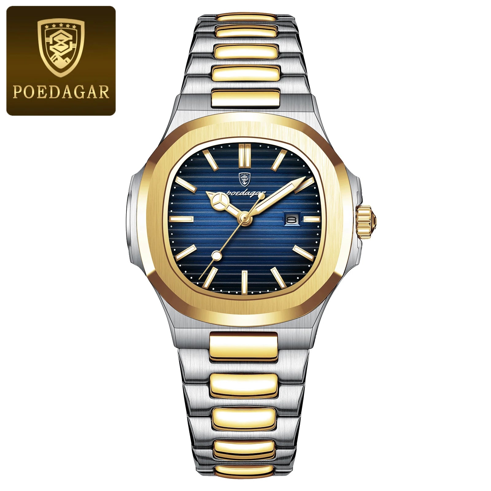 POEDAGAR Elegant Women's Watch: Waterproof Luminous Square Quartz with Calendar