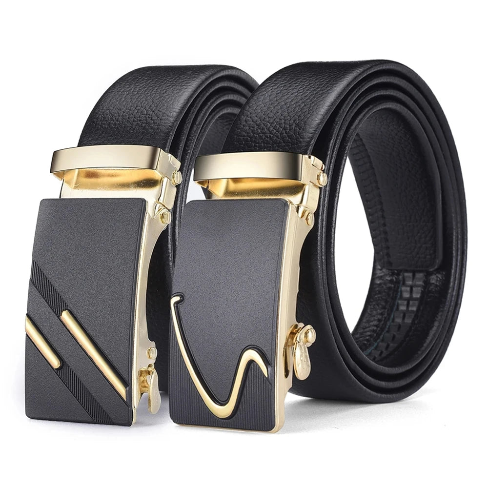 Fashion Business Men's Belt: Genuine PU Leather with Metal Buckle for Jeans and Cargo Pants