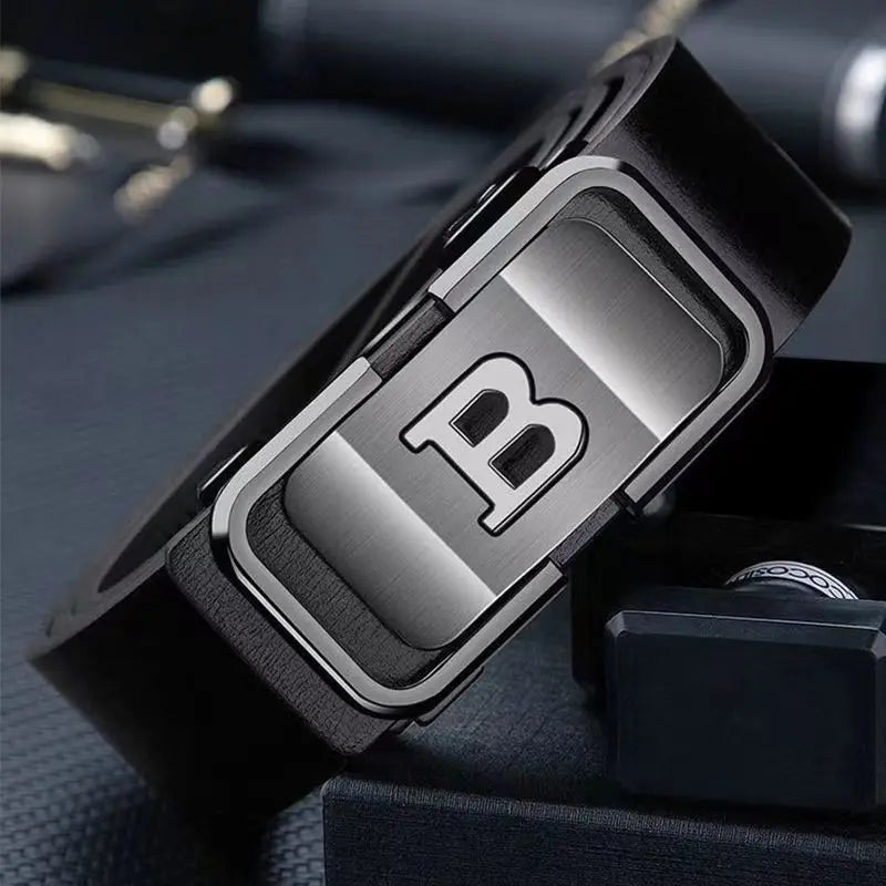 Men's Fashion Belt: Automatic Buckle with Letter Button for Business and Gifts
