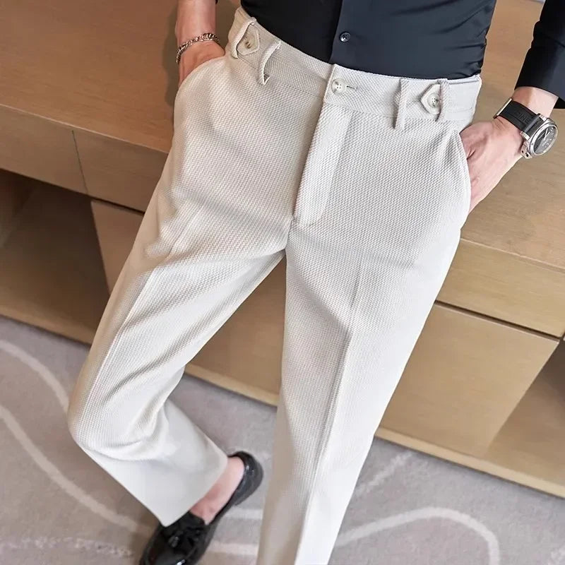 Men's Fashion Trousers: Slim Fit Suit Pants in White, Black, Gray, and Khaki