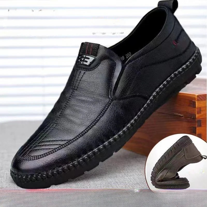 Men's PU Leather Loafers: Non-Slip Casual Shoes for Work, Driving, and Outdoors