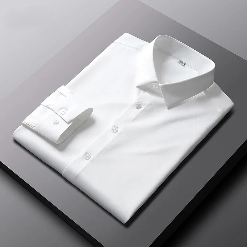 Men's Non-Iron Casual & Business Shirt: Long Sleeve, Solid Color, and Wrinkle-Resistant
