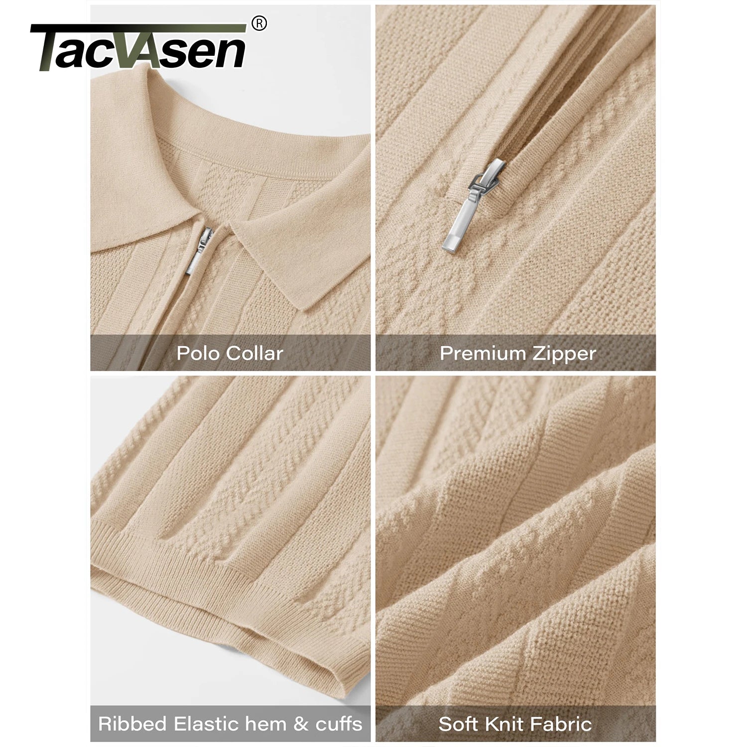 TACVASEN Casual Knit Polo Shirts: Men's Lightweight, Ribbed Golf & Beach Polo