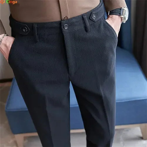 Men's Fashion Trousers: Slim Fit Suit Pants in White, Black, Gray, and Khaki