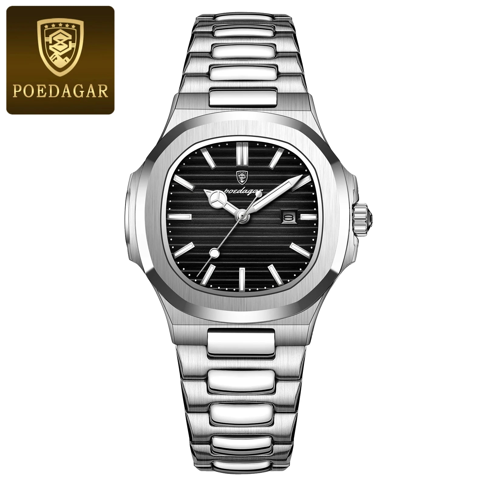 POEDAGAR Elegant Women's Watch: Waterproof Luminous Square Quartz with Calendar