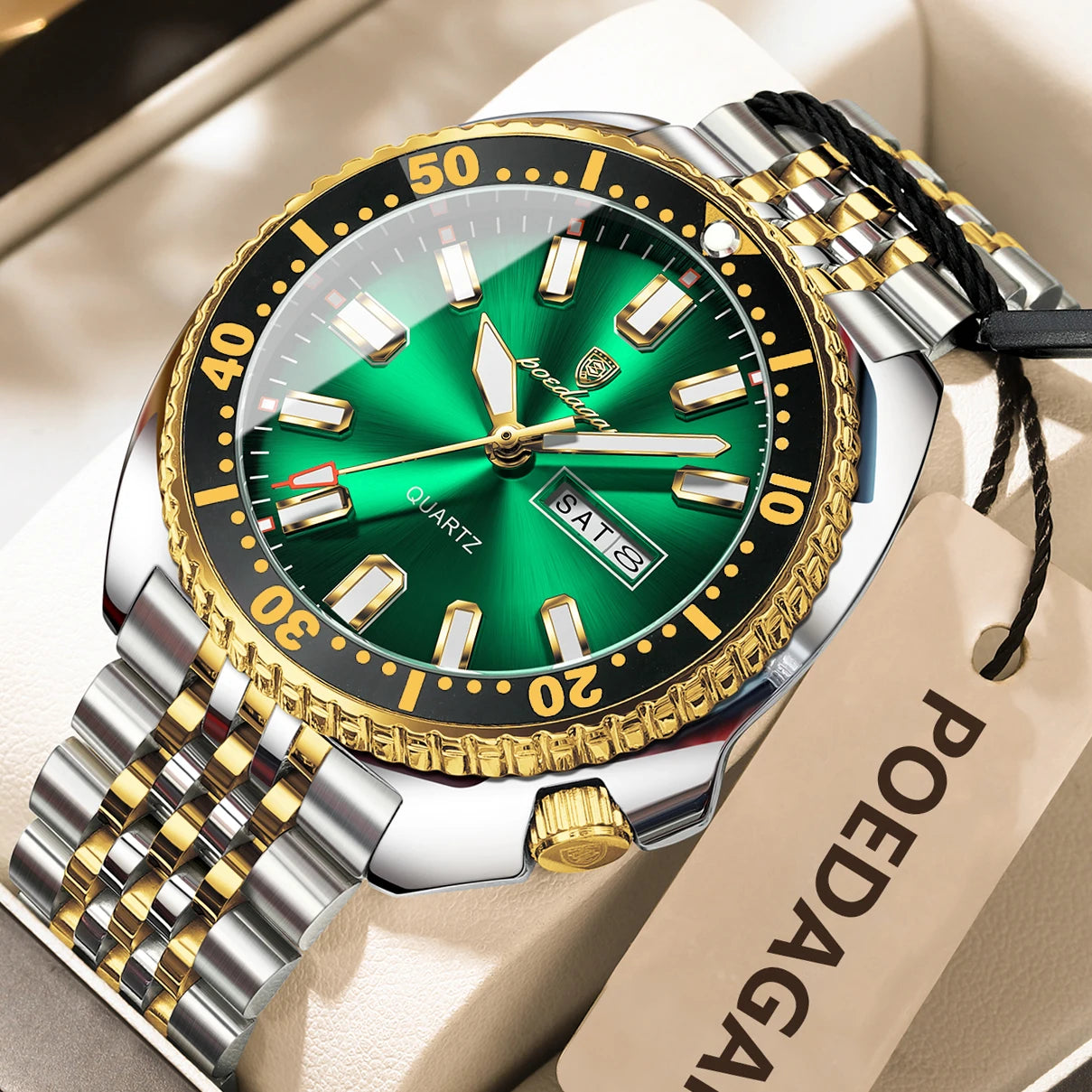 POEDAGAR Luxury Business Watch: Men's Waterproof Quartz with Date and Luminous Hands