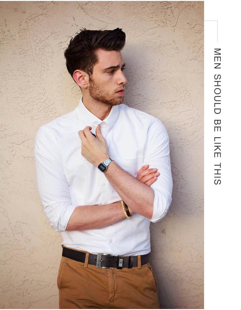 New Trend Men's Leather Belt: High-Quality Buckle for Jeans and Casual Wear