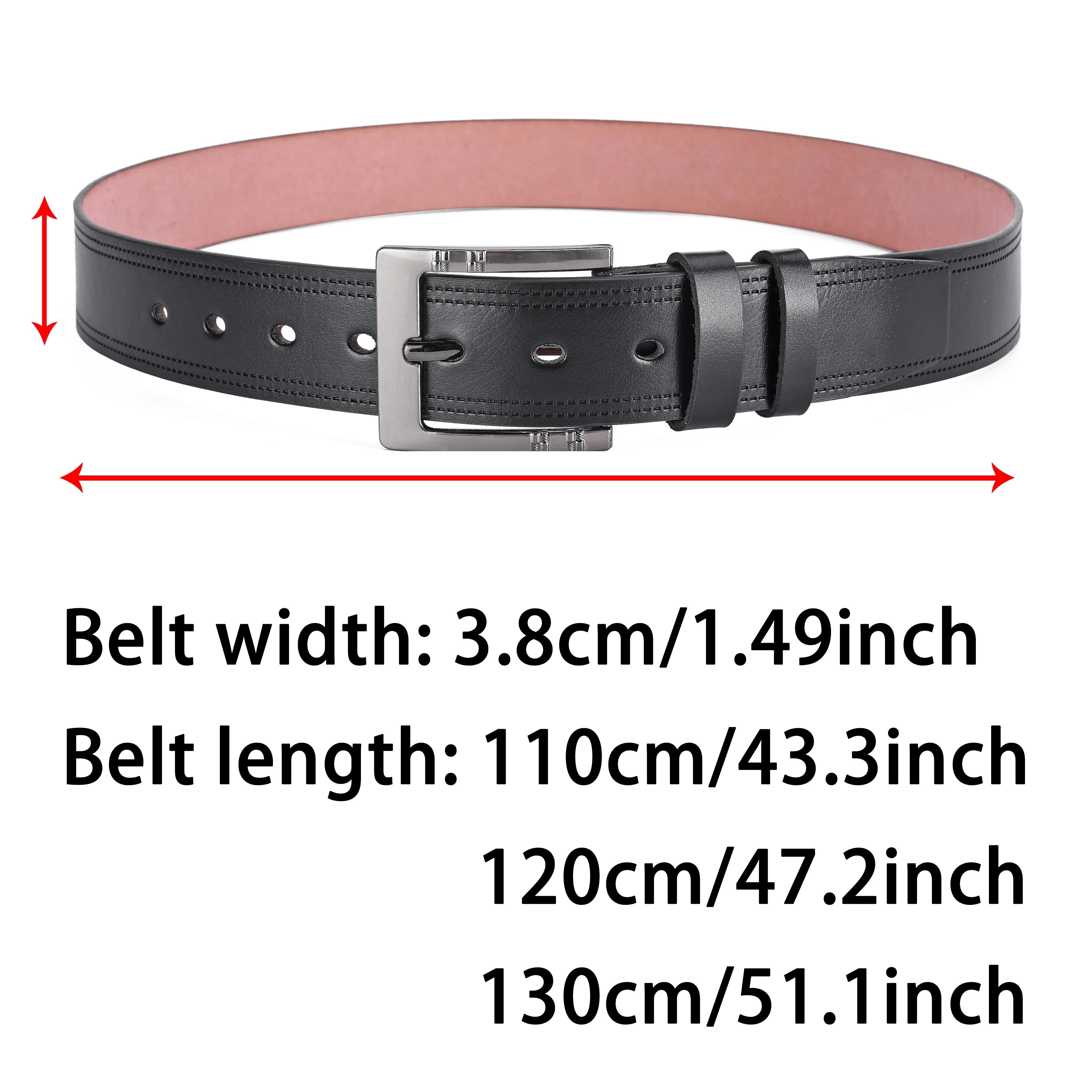 2024 New Men's Leather Belt: Genuine Cowskin with High-Quality Buckle for Jeans and Casual Wear