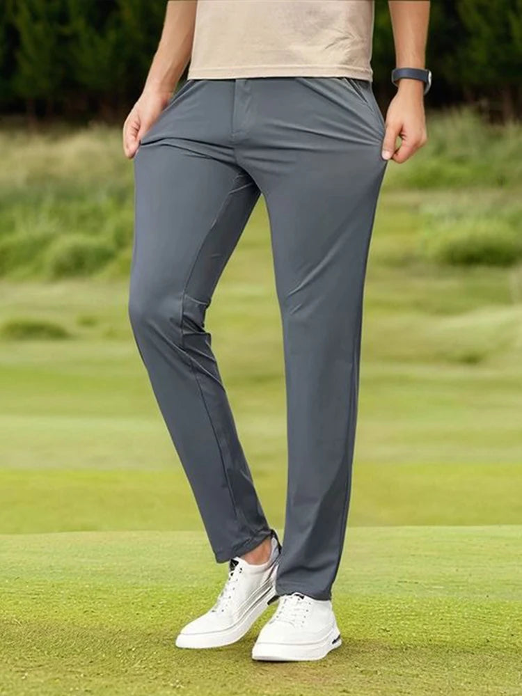 Men's Summer Golf Pants: Korean Fashion, Ice Silk, and Slim Fit for a Cool Look