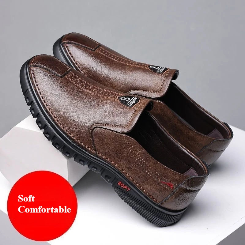 Men's Slip-On Leather Loafers: Soft, Breathable, and Non-Slip Driving Shoes