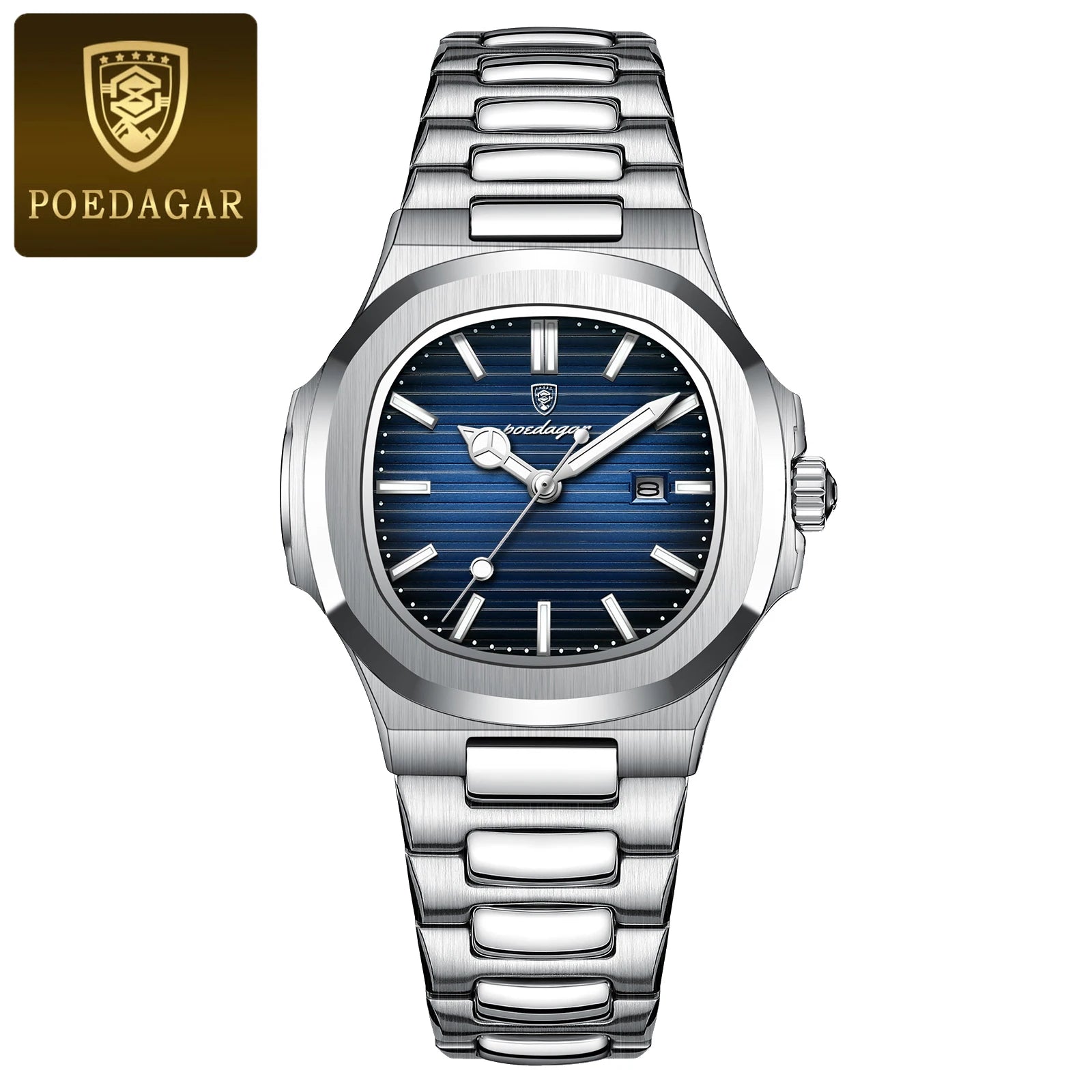 POEDAGAR Elegant Women's Watch: Waterproof Luminous Square Quartz with Calendar