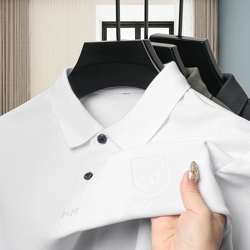 2024 New Men's Polo Shirt: Embroidered Cotton for Business and Leisure