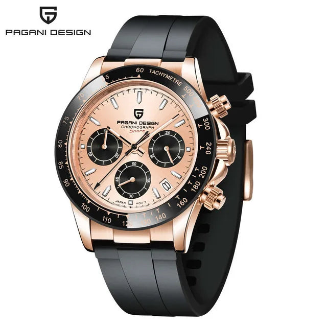 40mm New Pagani Design V2 Men's Quartz Watch: Sapphire Retro Chronograph Stainless Steel Waterproof Watch