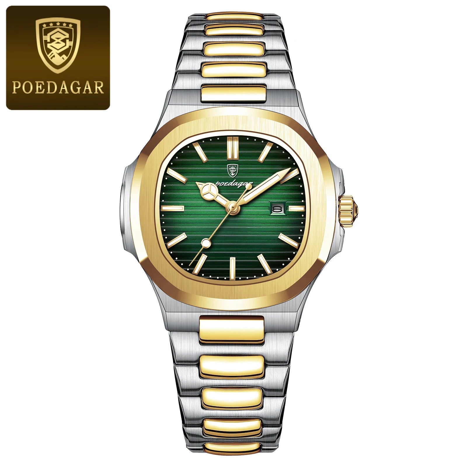 POEDAGAR Elegant Women's Watch: Waterproof Luminous Square Quartz with Calendar