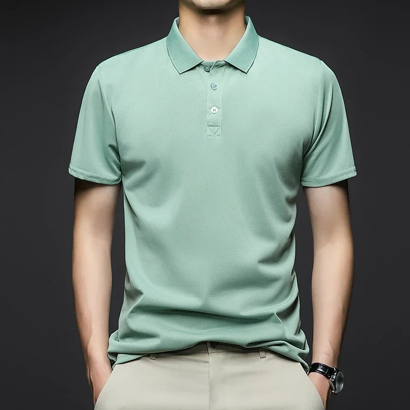 Men's Solid Polo Shirt: Fashionable, Breathable, and Comfortable for Summer