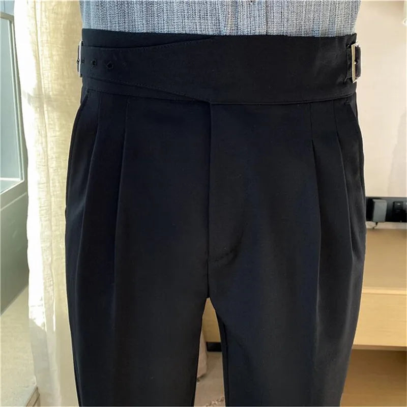 British Style High-Waist Trousers: Men's Slim-Fit Suit Pants for Formal Occasions