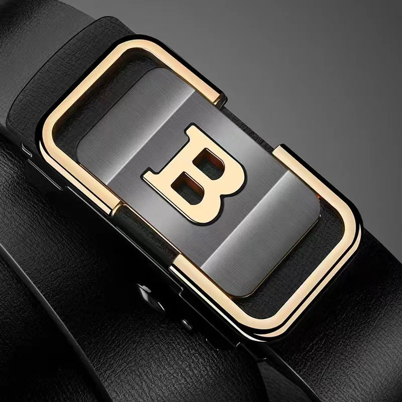 Men's Fashion Belt: Automatic Buckle with Letter Button for Business and Gifts