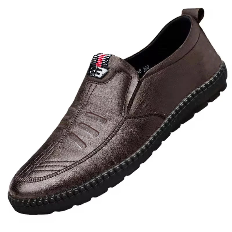 Men's PU Leather Loafers: Non-Slip Casual Shoes for Work, Driving, and Outdoors