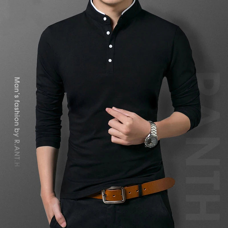 Men's Long Sleeve Polo: Comfortable & Breathable for Business & Casual Wear