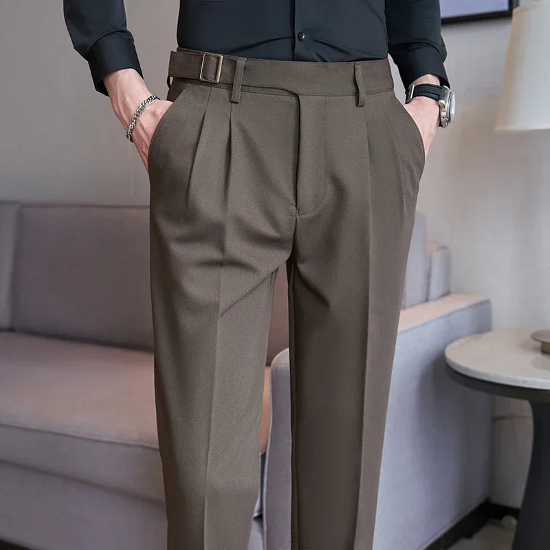 Men's Fashion Trousers: Slim Fit Suit Pants in White, Black, Gray, and Khaki