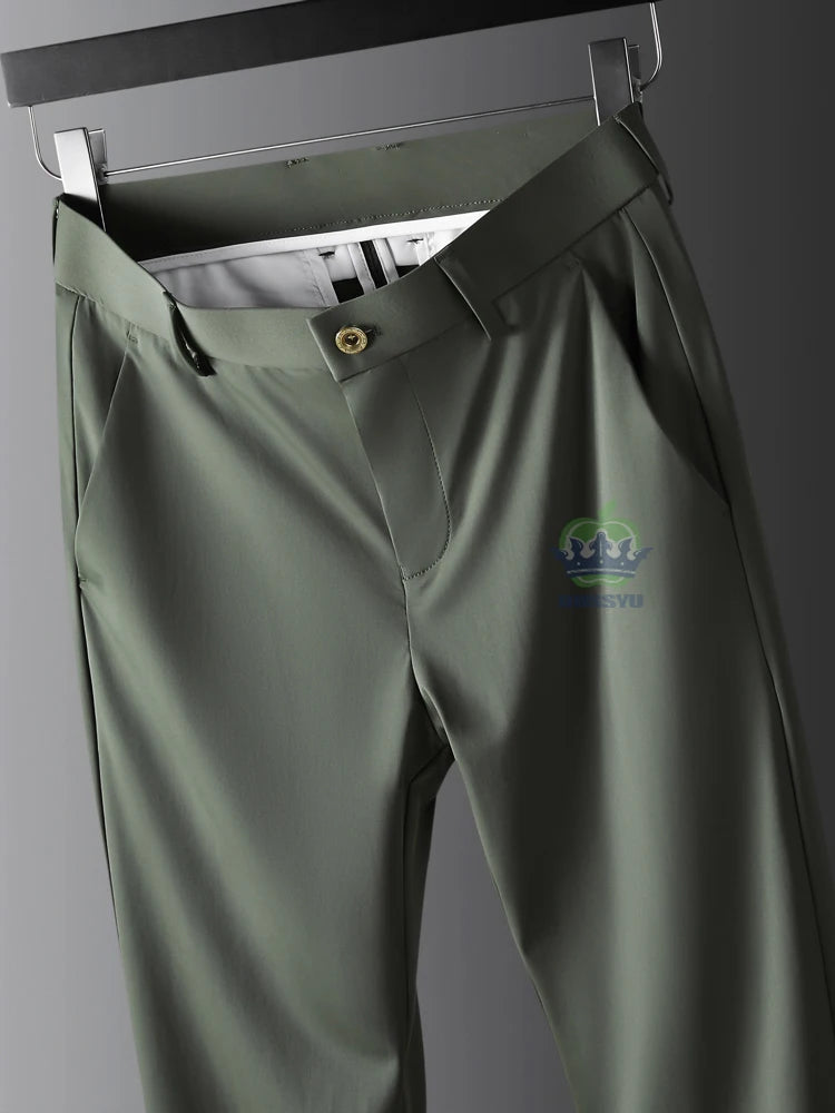 Men's Summer Business Pants: High-Stretch, Ice Silk, and Plus Size 40