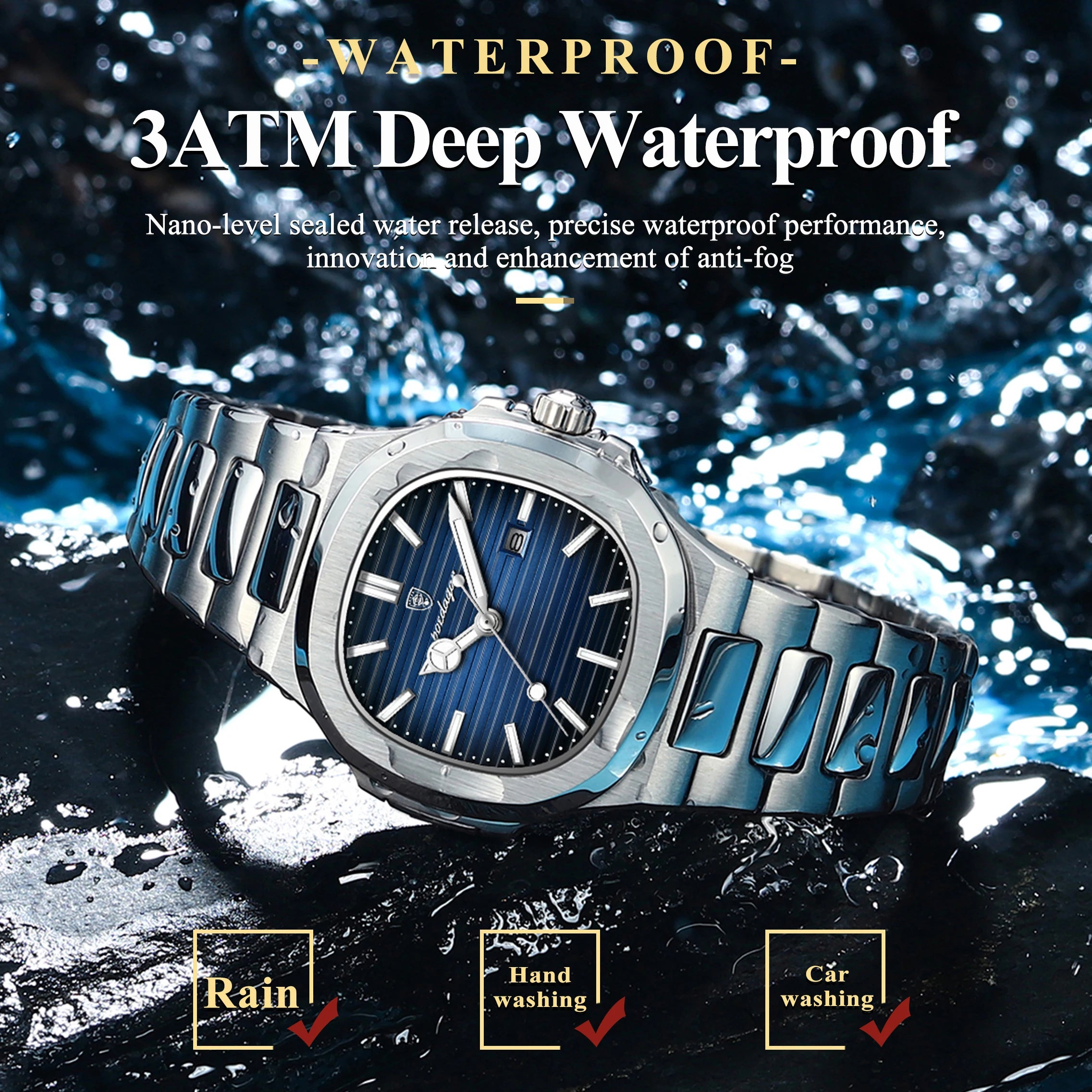 POEDAGAR Elegant Women's Watch: Waterproof Luminous Square Quartz with Calendar
