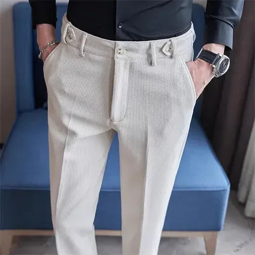 Men's Fashion Trousers: Slim Fit Suit Pants in White, Black, Gray, and Khaki