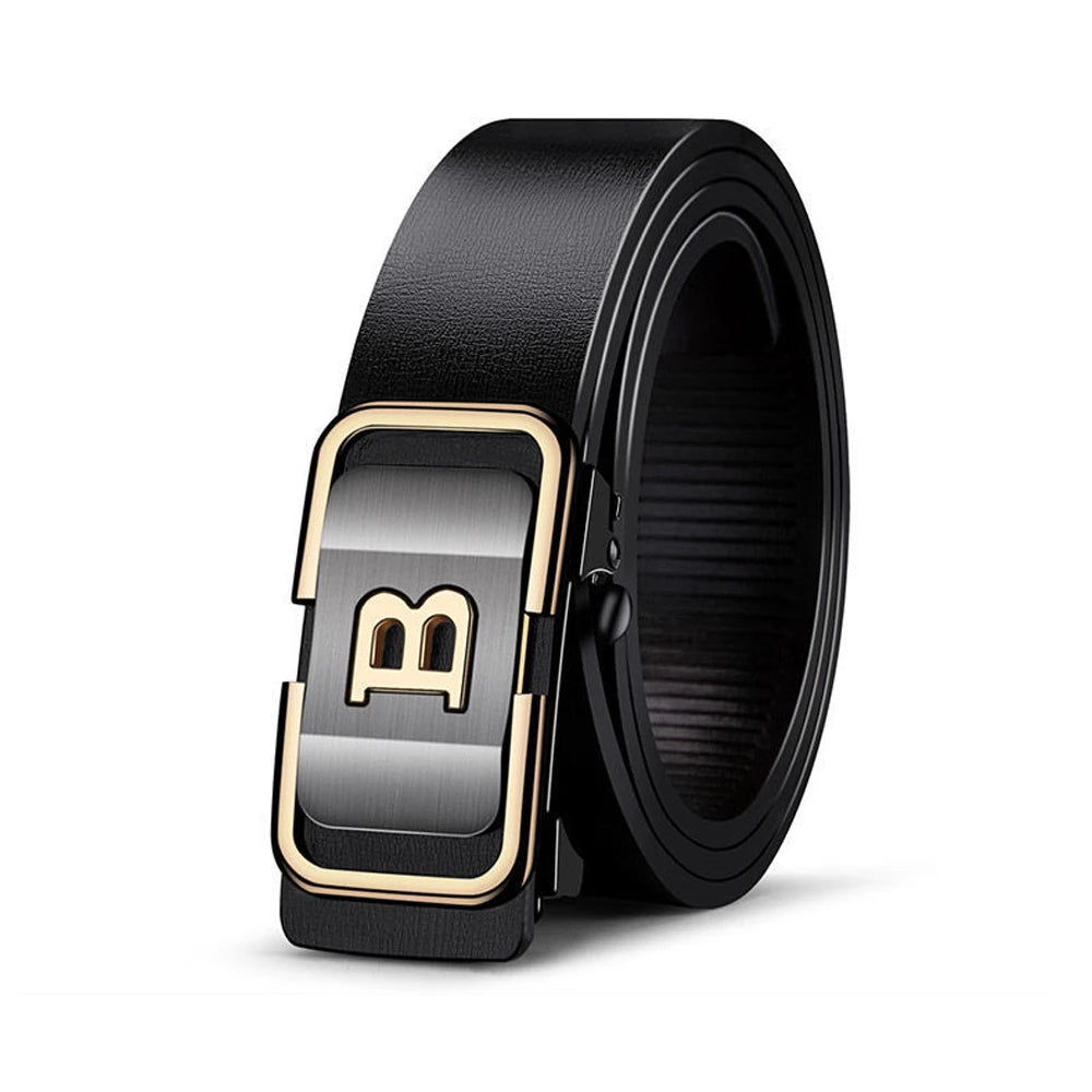 Men's Fashion Belt: Automatic Buckle with Letter Button for Business and Gifts