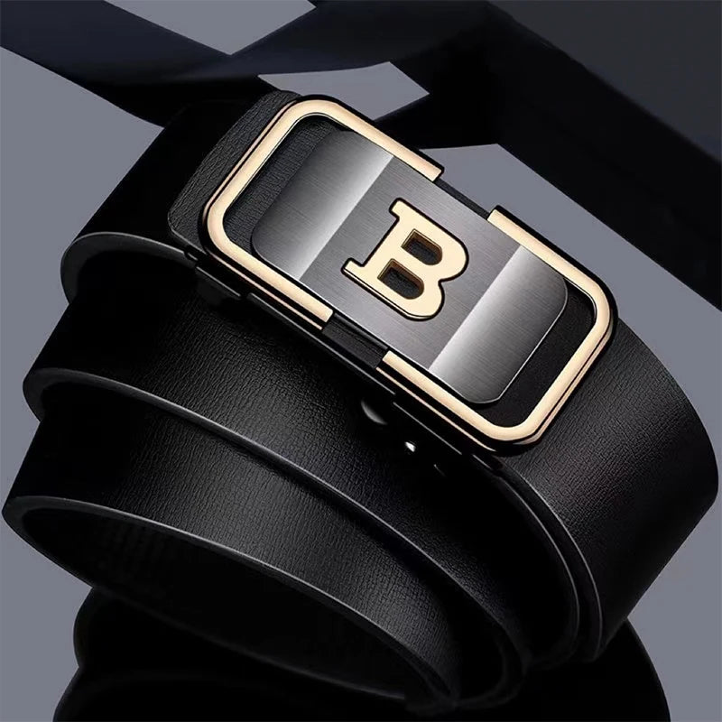 Men's Fashion Belt: Automatic Buckle with Letter Button for Business and Gifts