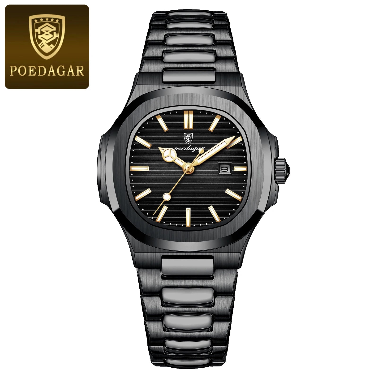 POEDAGAR Elegant Women's Watch: Waterproof Luminous Square Quartz with Calendar