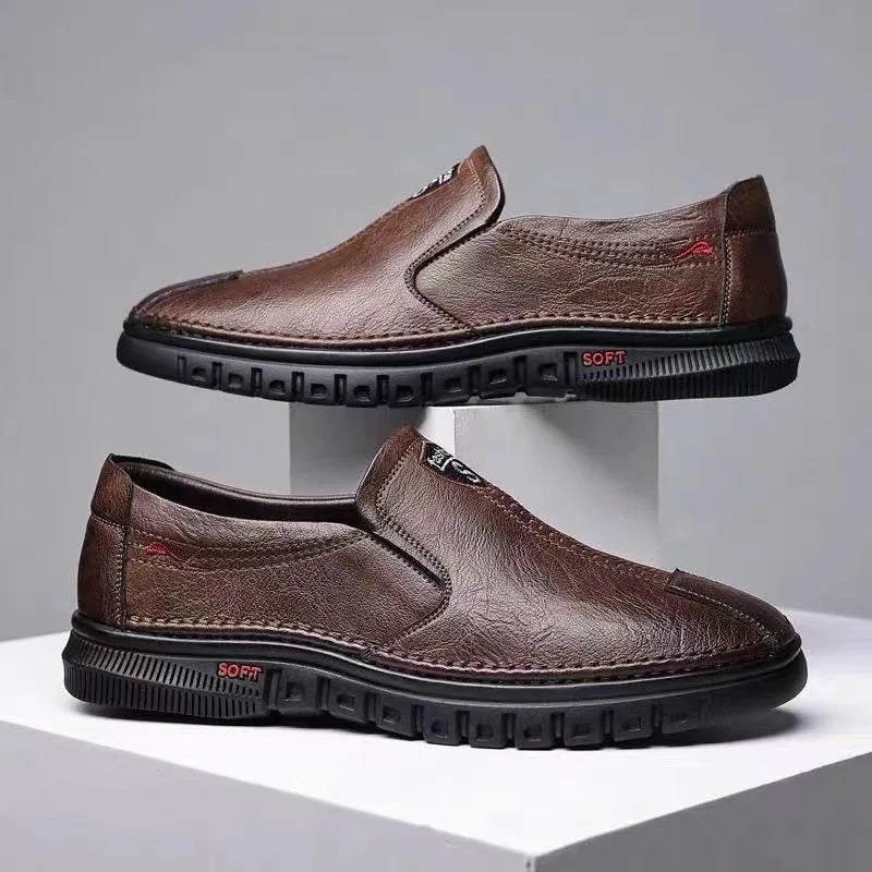 Men's Slip-On Leather Loafers: Soft, Breathable, and Non-Slip Driving Shoes