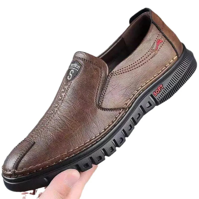 Men's Slip-On Leather Loafers: Soft, Breathable, and Non-Slip Driving Shoes