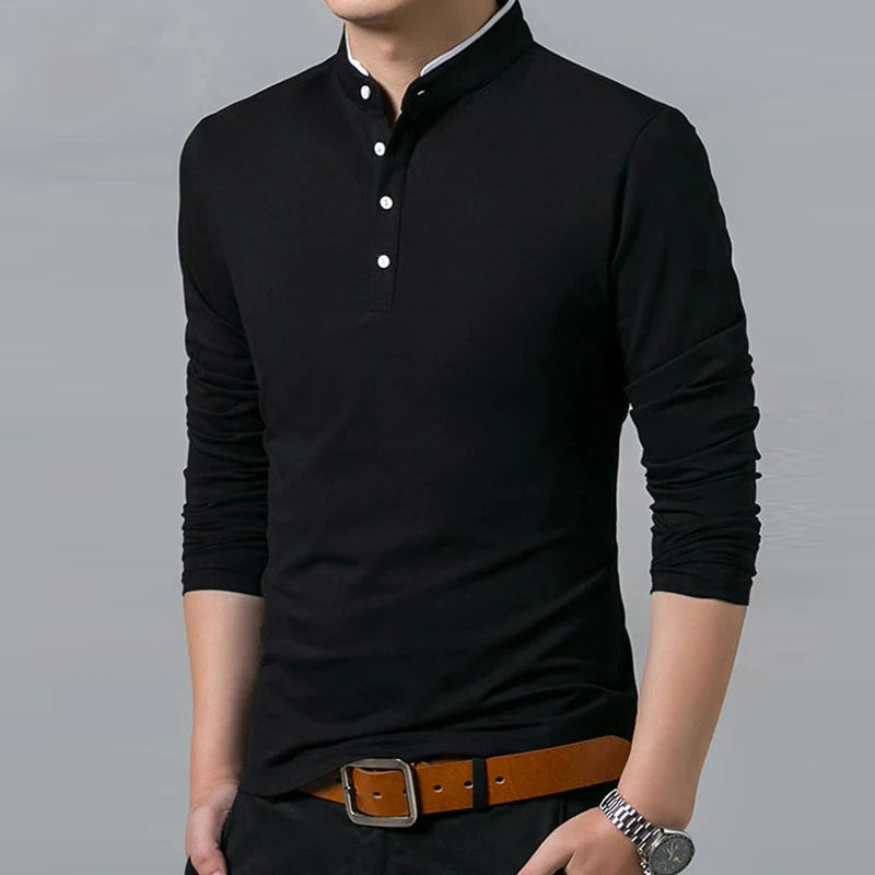 Men's Long Sleeve Polo: Comfortable & Breathable for Business & Casual Wear
