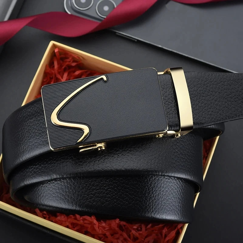 Fashion Business Men's Belt: Genuine PU Leather with Metal Buckle for Jeans and Cargo Pants